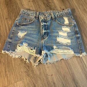 Distressed High Waist Shorts